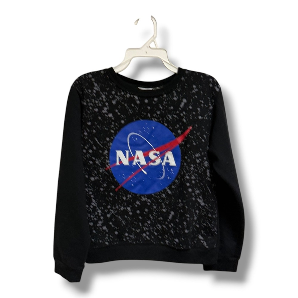 NASA Boys Black Galaxy Splatter‎ Sweatshirt Pullover Size 7